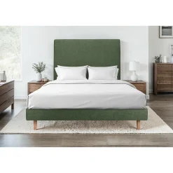 Lit avec tête de lit tapissier tissu et sommier kit - Lit en bois massif>Sommeil De Plomb Outlet