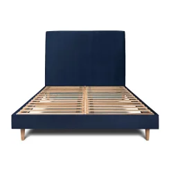 Sommeil De Plomb Lit avec tête de lit tapissier velours et sommier kit - Lit en bois massif* Lit Double
