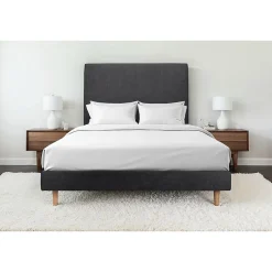 Sommeil De Plomb Lit avec tête de lit tapissier tissu et sommier tapissier - Lit en bois massif* Lit Simple