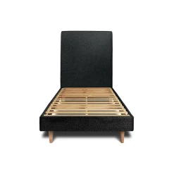Lit avec tête de lit tapissier bouclette et sommier kit - Lit en bois massif>Sommeil De Plomb Sale