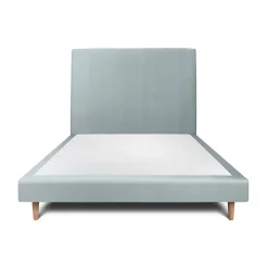 Sommeil De Plomb Lit avec tête de lit tapissier velours et sommier tapissier - Lit en bois massif* Lit Simple