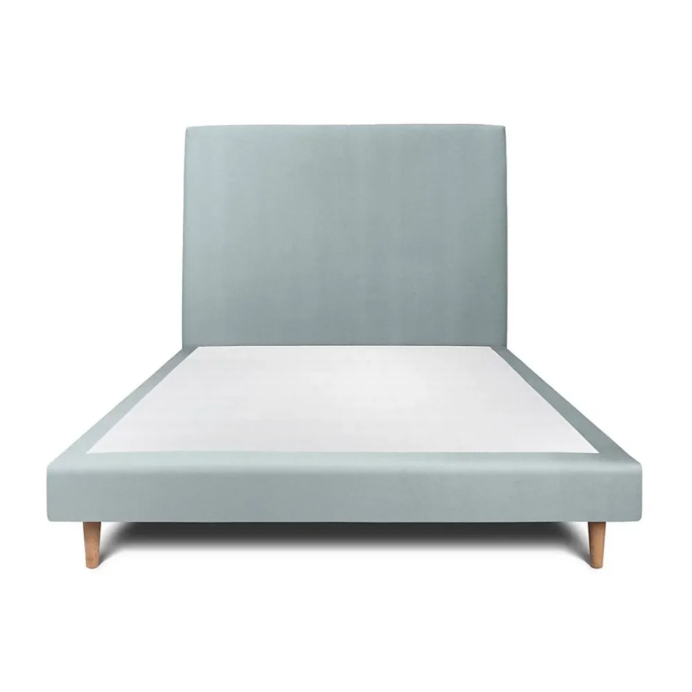 Sommeil De Plomb Lit avec tête de lit tapissier velours et sommier tapissier - Lit en bois massif* Lit Simple