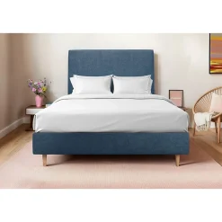 Sommeil De Plomb Lit avec tête de lit tapissier tissu et sommier tapissier - Lit en bois massif* Lit Simple