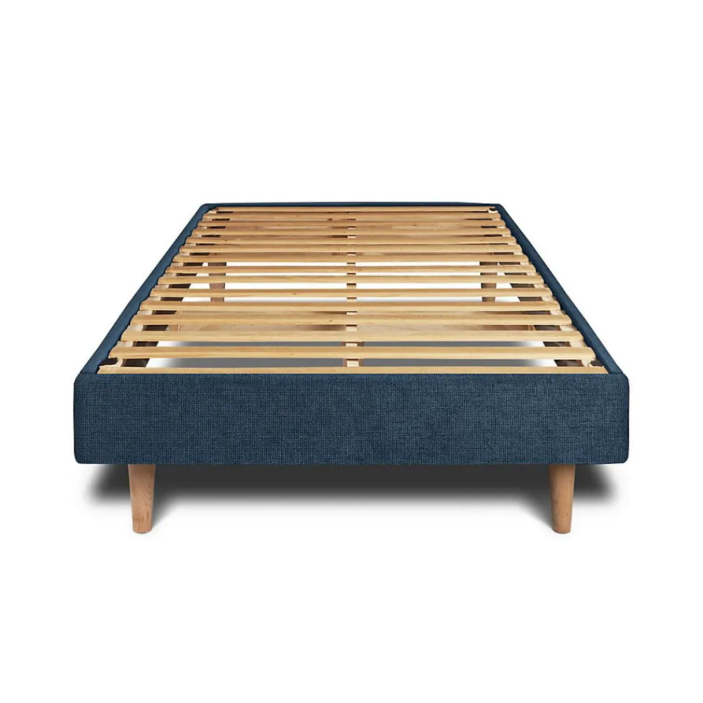 Lit avec tête de lit tapissier tissu et sommier kit - Lit en bois massif>Sommeil De Plomb