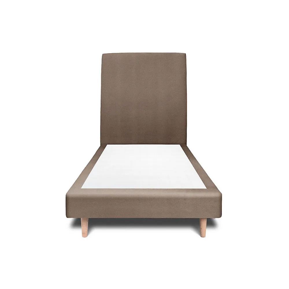 Lit avec tête de lit tapissier velours et sommier tapissier - Lit en bois massif>Sommeil De Plomb Sale