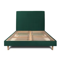 Sommeil De Plomb Lit avec tête de lit tapissier velours et sommier kit - Lit en bois massif* Lit Double