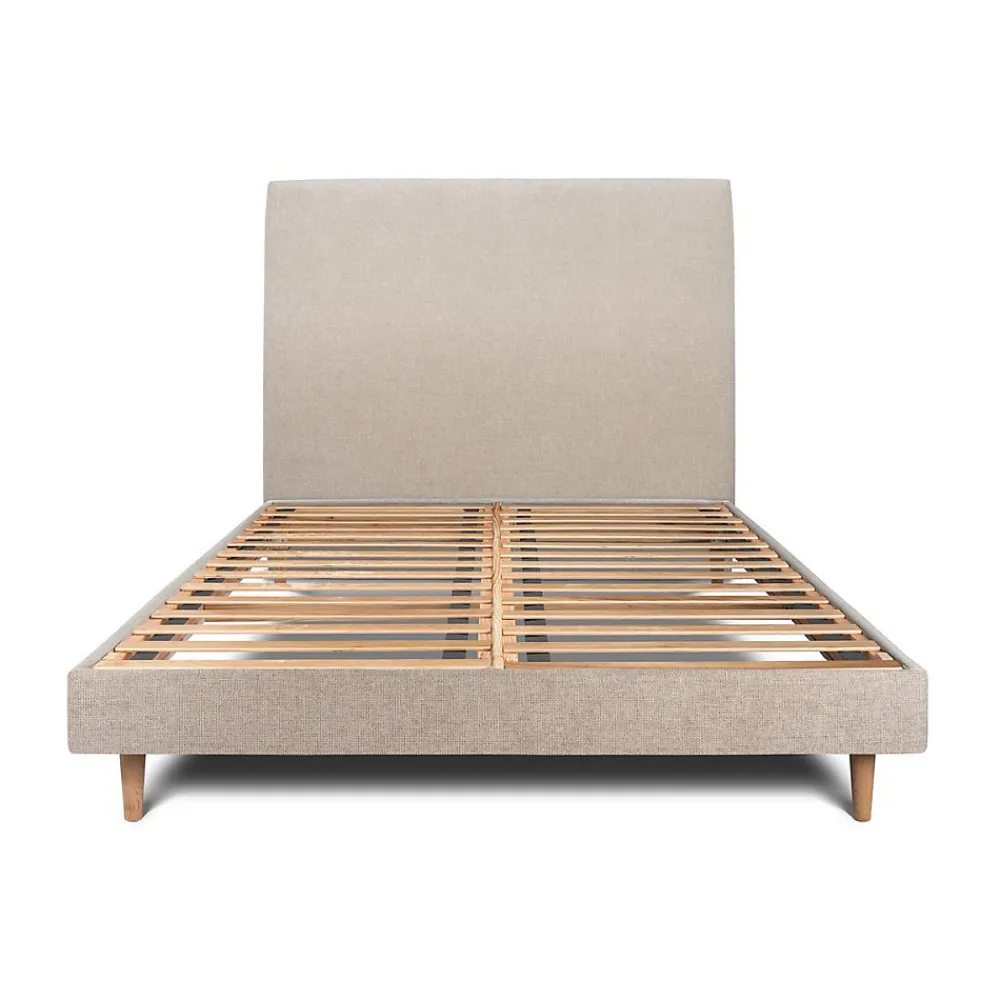 Lit avec tête de lit tapissier tissu et sommier kit - Lit en bois massif>Sommeil De Plomb New