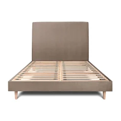 Lit avec tête de lit tapissier velours et sommier kit - Lit en bois massif>Sommeil De Plomb Discount