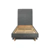 Sommeil De Plomb Lit avec tête de lit tapissier tissu et sommier kit - Lit en bois massif* Lit Simple