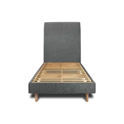 Sommeil De Plomb Lit avec tête de lit tapissier tissu et sommier kit - Lit en bois massif* Lit Simple