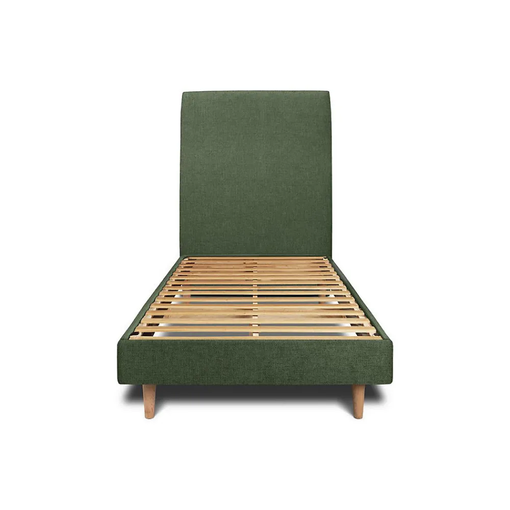 Lit avec tête de lit tapissier tissu et sommier kit - Lit en bois massif>Sommeil De Plomb Sale