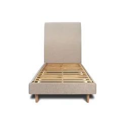 Sommeil De Plomb Lit avec tête de lit tapissier tissu et sommier kit - Lit en bois massif* Lit Simple