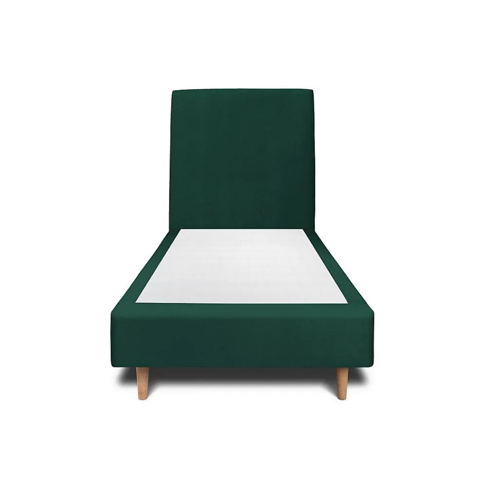 Lit avec tête de lit tapissier velours et sommier tapissier - Lit en bois massif>Sommeil De Plomb Clearance