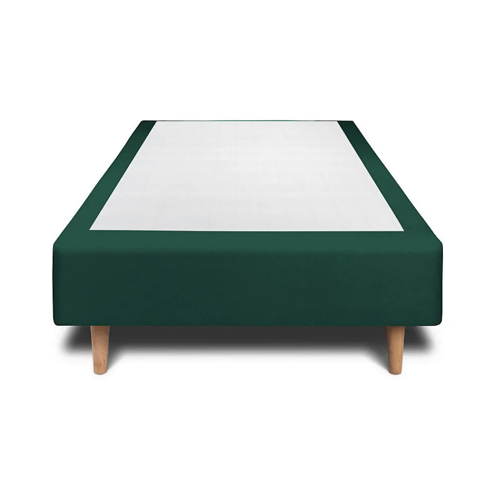 Lit avec tête de lit tapissier velours et sommier tapissier - Lit en bois massif>Sommeil De Plomb Clearance