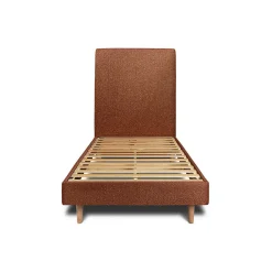 Sommeil De Plomb Lit avec tête de lit tapissier bouclette et sommier kit - Lit en bois massif* Lit Simple