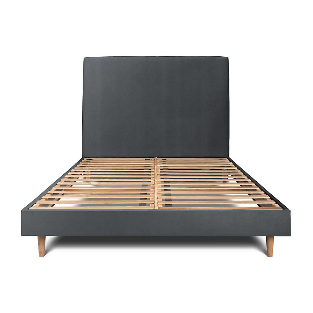 Lit avec tête de lit tapissier velours et sommier kit - Lit en bois massif>Sommeil De Plomb Clearance