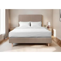 Sommeil De Plomb Lit avec tête de lit tapissier velours et sommier tapissier - Lit en bois massif* Lit Double