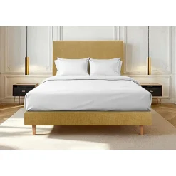 Sommeil De Plomb Lit avec tête de lit tapissier tissu et sommier tapissier - Lit en bois massif* Lit Simple