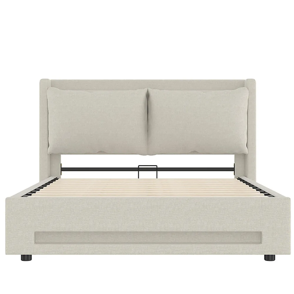 Lit baldaquin velours 140x200 cm, tête de lit élégante, ports USB-C, LED ambiance, rangement - moderne>Blackcolors Online