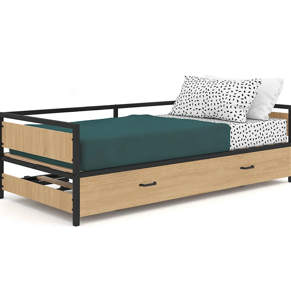 Lit banquette 90 x 190 cm DETROIT convertible 180 x 190 cm style industriel>IDMarket Clearance
