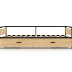 Lit banquette 90 x 190 cm DETROIT convertible 180 x 190 cm style industriel><noscript><img width=