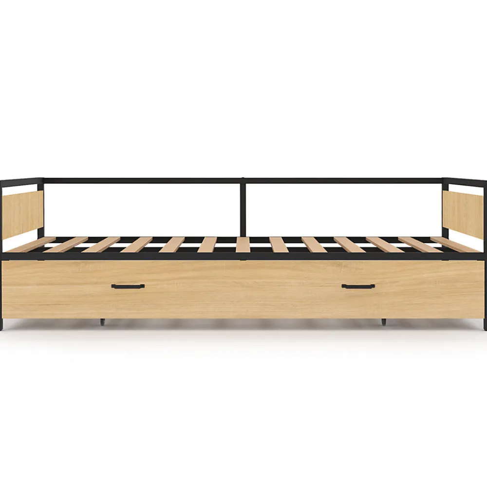 Lit banquette 90 x 190 cm DETROIT convertible 180 x 190 cm style industriel>IDMarket Clearance