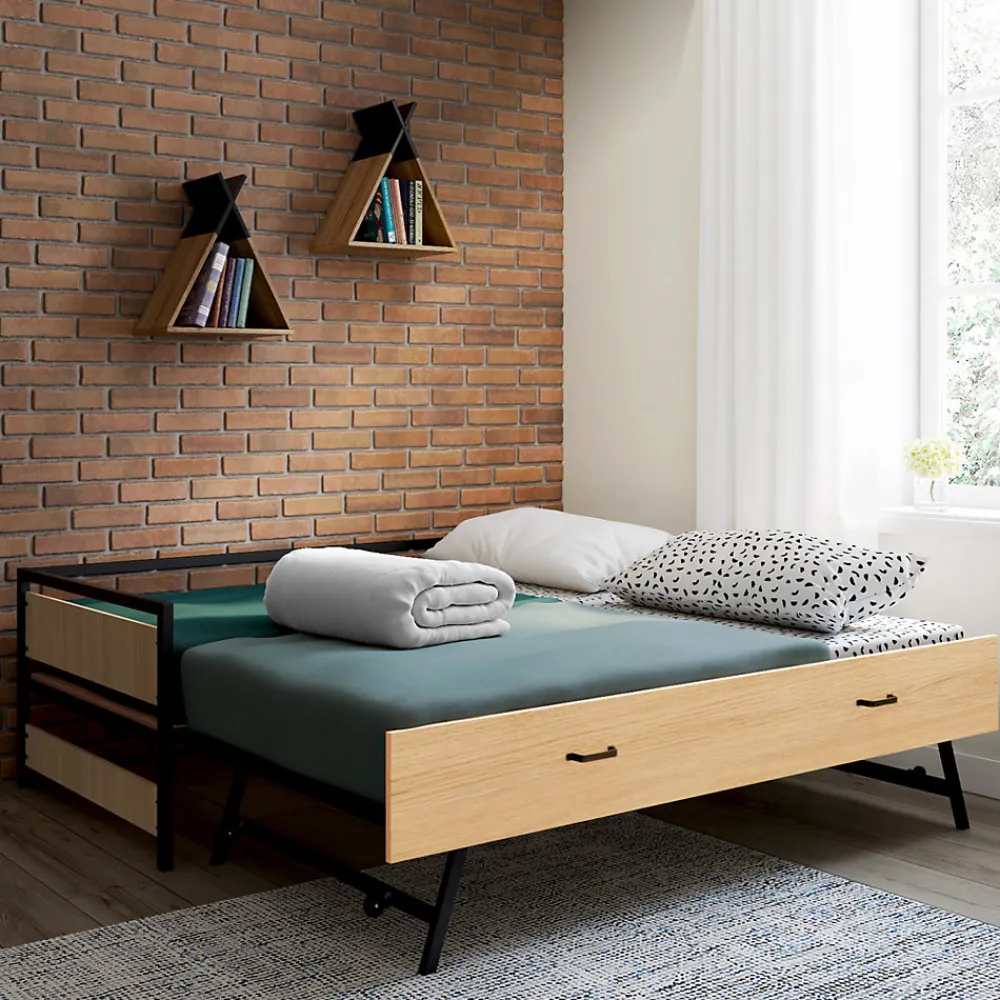 Lit banquette 90 x 190 cm DETROIT convertible 180 x 190 cm style industriel>IDMarket Clearance