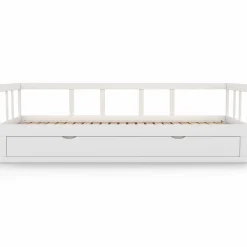 Lit banquette 90 x 190 cm ZOYA convertible 180 x 190 cm blanc avec 1 tiroir de rangement><noscript><img width=