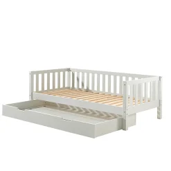 Lit banquette 90x200 sommier et tiroir de lit inclus Vipack Fritz - Blanc><noscript><img width=