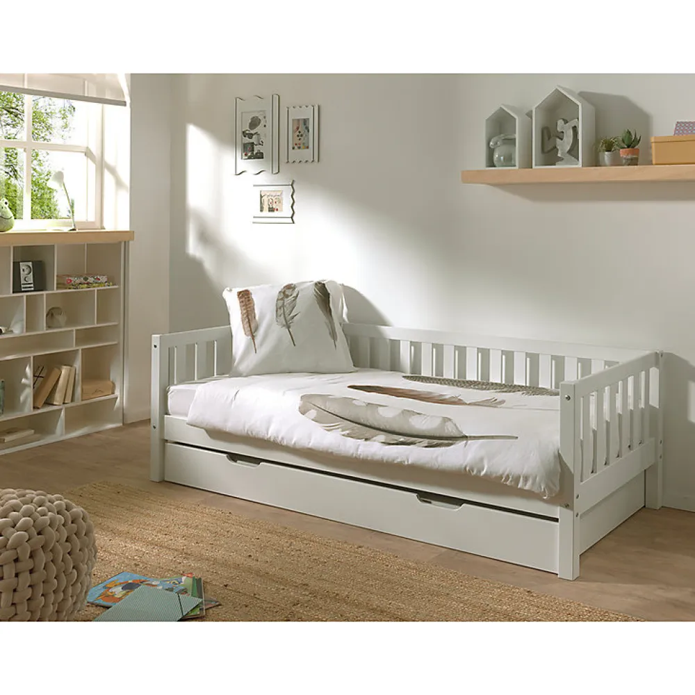 Lit banquette 90x200 sommier et tiroir de lit inclus Vipack Fritz - Blanc>Petits-Meubles Clearance