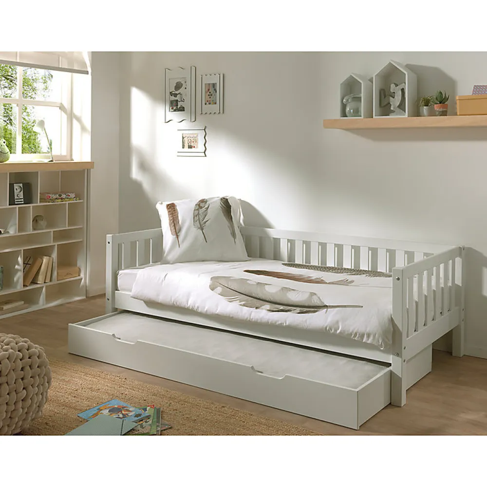 Lit banquette 90x200 sommier et tiroir de lit inclus Vipack Fritz - Blanc>Petits-Meubles Clearance