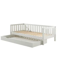 Lit banquette 90x200 sommier et tiroir de lit inclus Vipack Fritz - Blanc><noscript><img width=