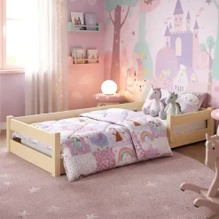 Kobi Lit bas Nordi 160x80 - Montessori bois naturel, lit enfant avec barreaux*Enfant Lit Enfant