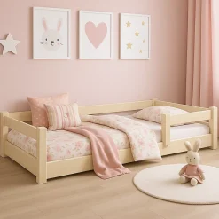Kobi Lit bas Nordi 160x80 - Montessori bois naturel, lit enfant avec barreaux*Enfant Lit Enfant