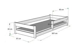 Kobi Lit bas Nordi 200x90 - Montessori bois naturel, lit enfant avec barreaux*Enfant Lit Enfant