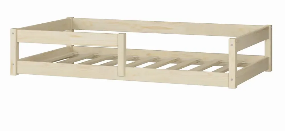Kobi Lit bas Nordi 200x90 - Montessori bois naturel, lit enfant avec barreaux*Enfant Lit Enfant