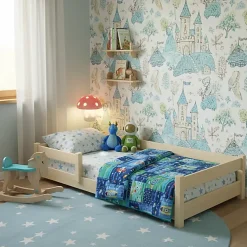 Kobi Lit bas Nordi 200x90 - Montessori bois naturel, lit enfant avec barreaux*Enfant Lit Enfant