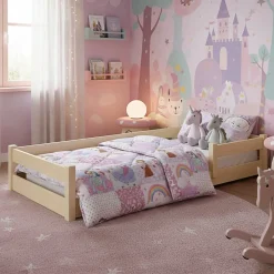Lit bas Nordi 140x70 - Montessori bois naturel, lit enfant avec barreaux><noscript><img width=