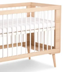 Lit Bébé à Barreaux Avec Sommier Réglable Style Scandinave 120x60 Hêtre><noscript><img width=