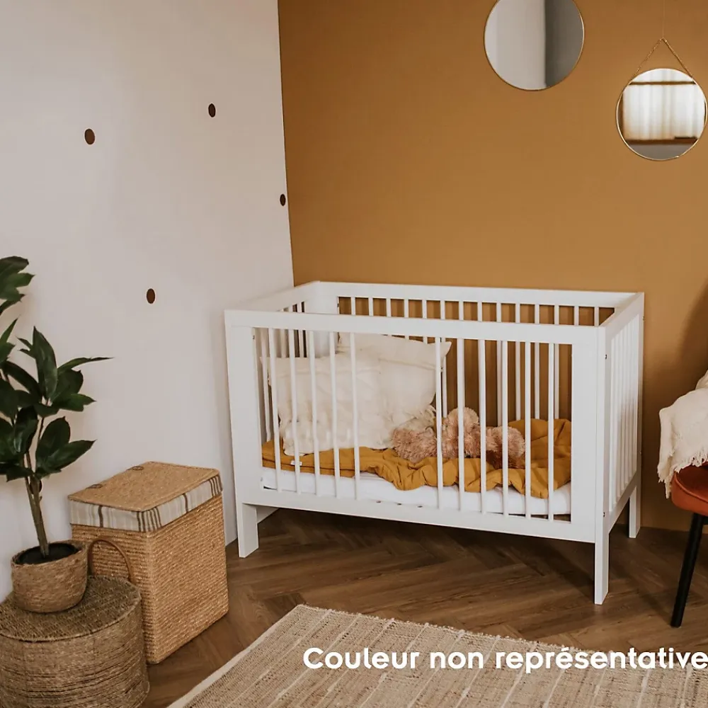 Monmobilierdesign Lit Bébé à Barreaux 120x60 Bois Avec Tiroir* Lit Coffre