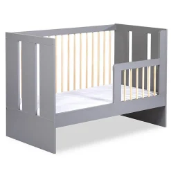 Lit Bébé Enfant évolutif à Barreaux Avec Sommier Réglable Gris / Bois 120x60 Cm><noscript><img data-lazyloaded=