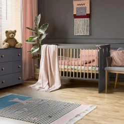 Lit Bébé Enfant évolutif à Barreaux Avec Sommier Réglable Gris / Bois 120x60 Cm><noscript><img data-lazyloaded=