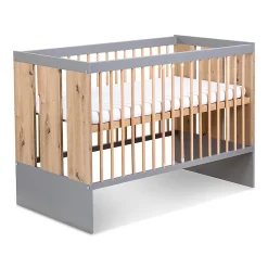 Lit Bébé Enfant évolutif à Barreaux Avec Sommier Réglable Bois / Gris 120x60 Cm>Little Sky Best