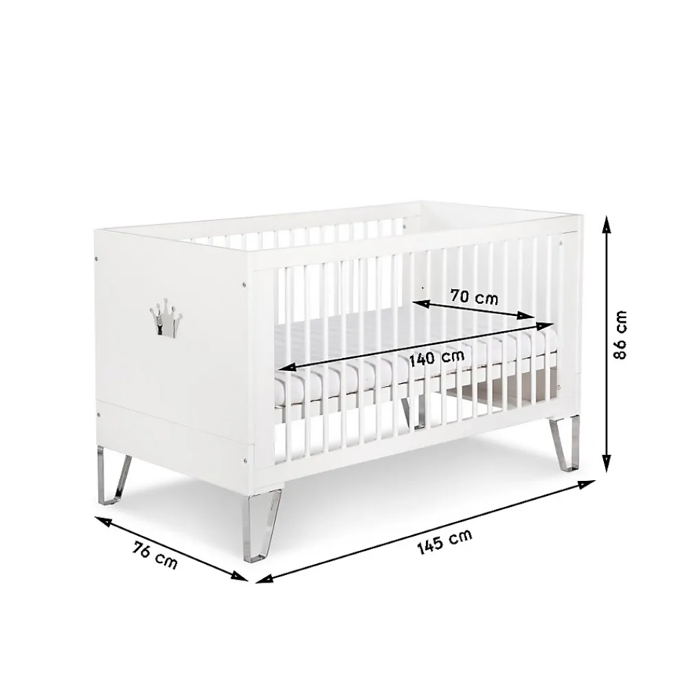 Monmobilierdesign Lit Bébé évolutif Convertible En Lit Enfant 140x70 Blanc* Lit Coffre