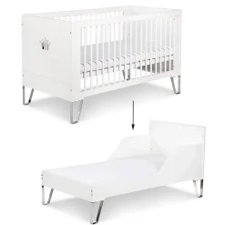 Monmobilierdesign Lit Bébé évolutif Convertible En Lit Enfant 140x70 Blanc* Lit Coffre