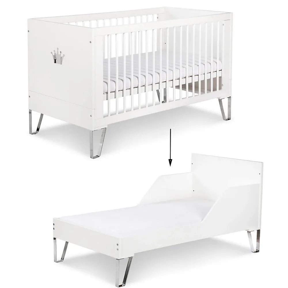 Monmobilierdesign Lit Bébé évolutif Convertible En Lit Enfant 140x70 Blanc* Lit Coffre