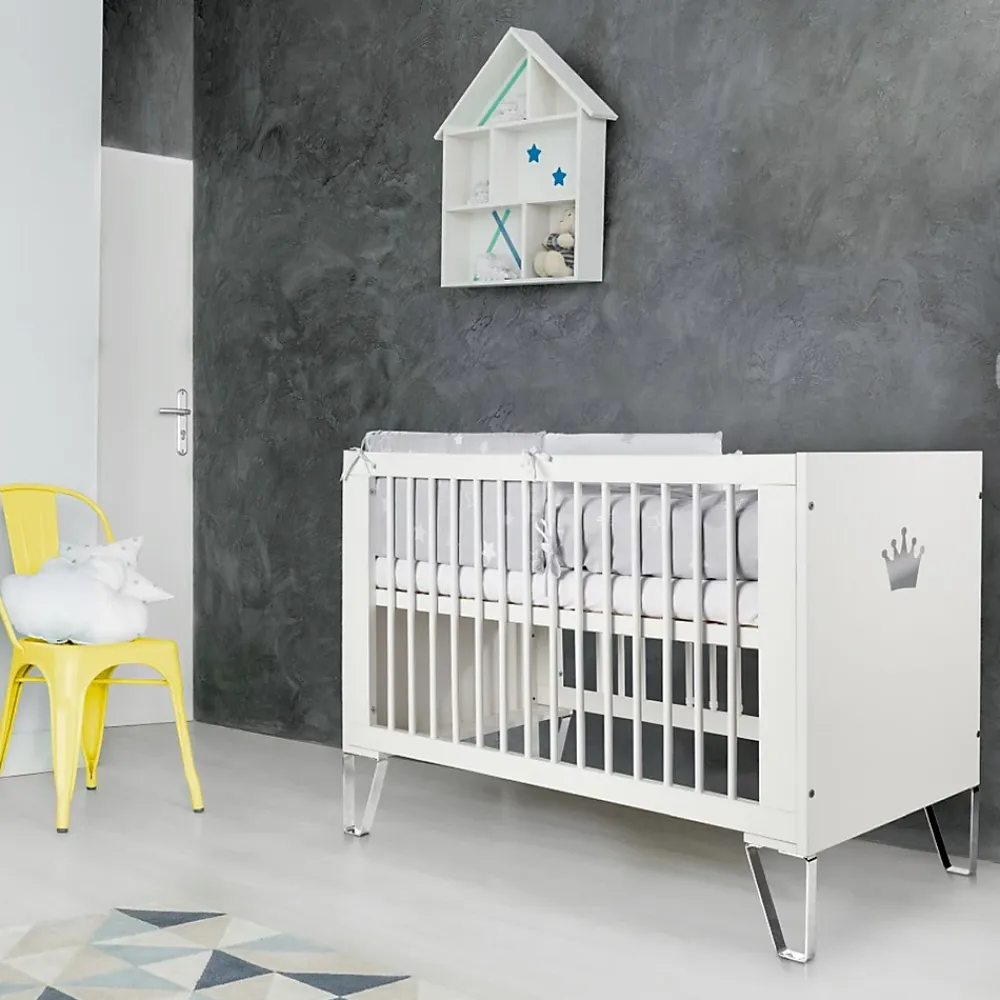 Monmobilierdesign Lit Bébé évolutif Convertible En Lit Enfant 140x70 Blanc* Lit Coffre