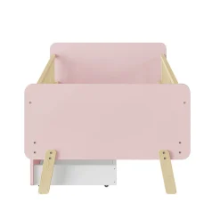 Lit bois 90 par 190 cm lit simple avec 2 tiroirs cadre en bois massif sommier rose><noscript><img width=