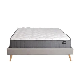 Weber Industries Lit BOREA 160x200 tissu + 1 sommier + 1 matelas CARLTON / Gris Clair* Lit Double