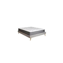 Weber Industries Lit BOREA 160x200 tissu + 1 sommier + 1 matelas CARLTON / Gris Clair* Lit Double